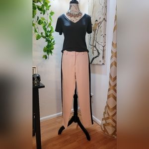 Bec & Bridge Light Pink Silky Tuxedo Stripe Cropped Pants Size 2